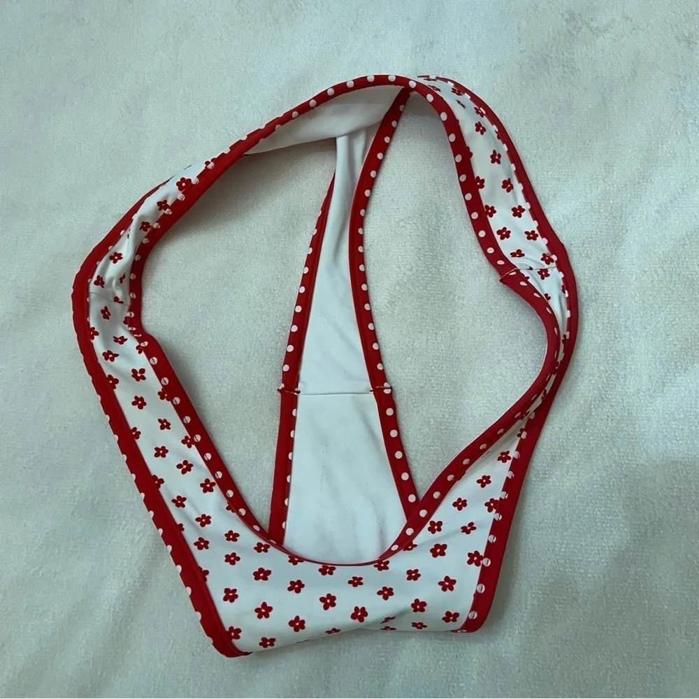 New! Frankie's Bikinis Red Floral Full Moon Micro Bikini Bottom S 1493